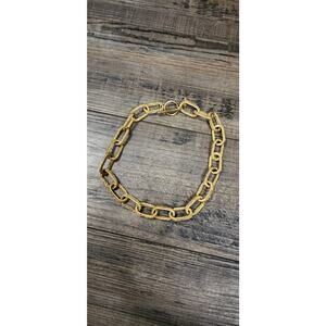 Signed Anne Klein Lion Logo Textured Oval Interlocking Links Necklace Toggle B37